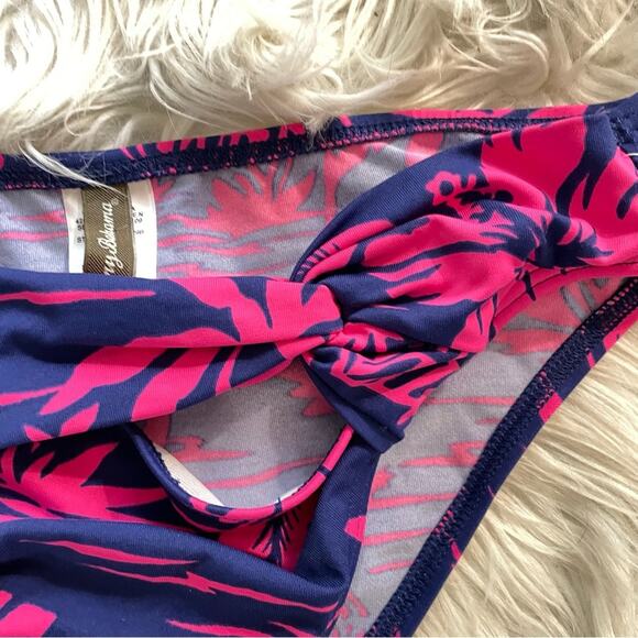 Tommy Bahama Sugar Shack Pink Blue Twist Front hipster bikini swim bottoms S new - Picture 3 of 9